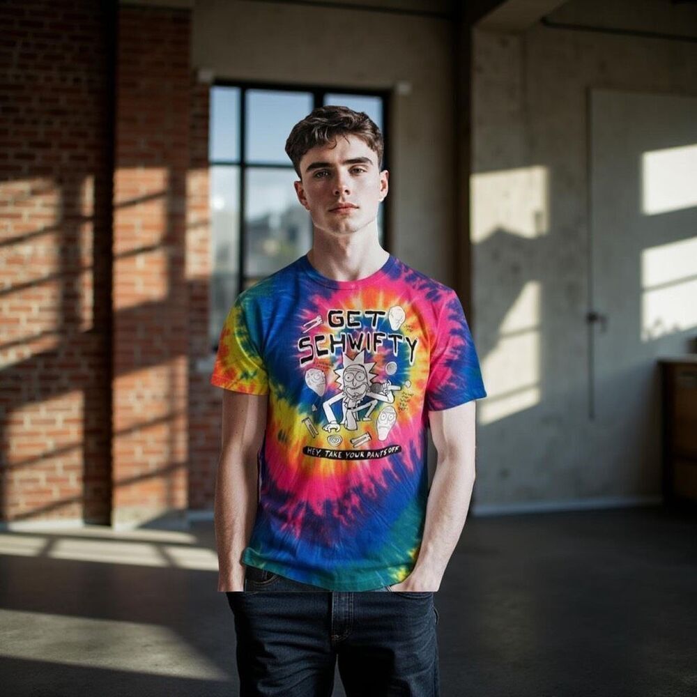 Rick & Morty Ripple Junction Tie-dye Cotton Shirt Size Small #51